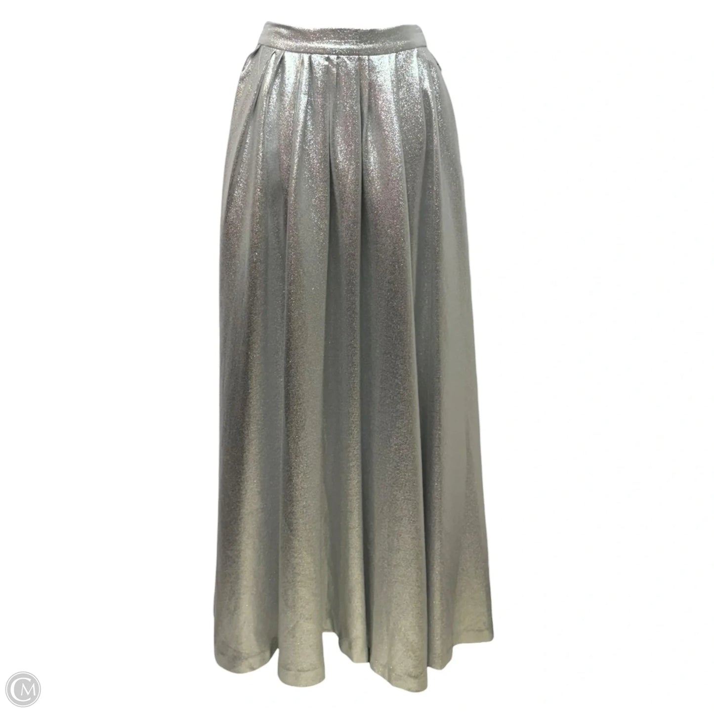 Eden Metallic Maxi Skirt By Muse by Marchesa In Silver, Size: 0