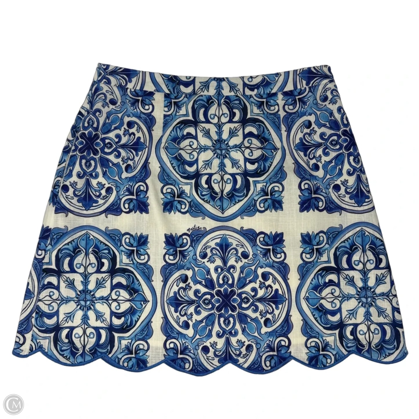 Pilar Scallop Skirt Mini & Short By Mestiza In Blue & Cream, Size: 2