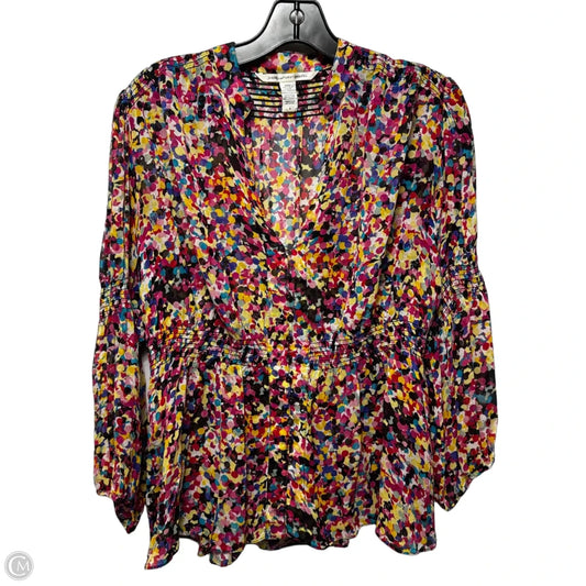 Silk Top Long Sleeve Designer By Diane Von Furstenberg In Multi-colored, Size: 6