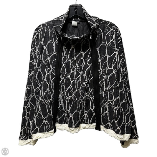 Double Zip Mock Neck Jacket By Moonlight By Y And S In Black & White, Size: M