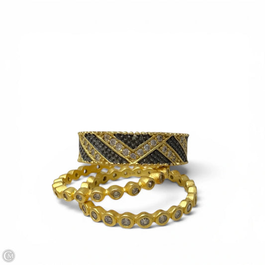 14K Gold Over Sterling Silver Bezel Pavé Stack Ring Set By Freida Rothman, Size: 03 Piece Set