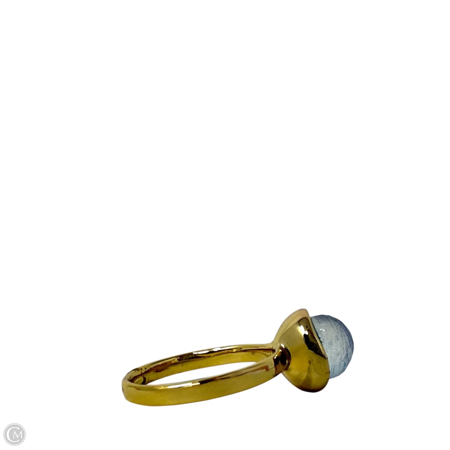Lucite Mini Sphere Ring (Light Blue/Gold) By Alexis Bittar, Size: 5.5