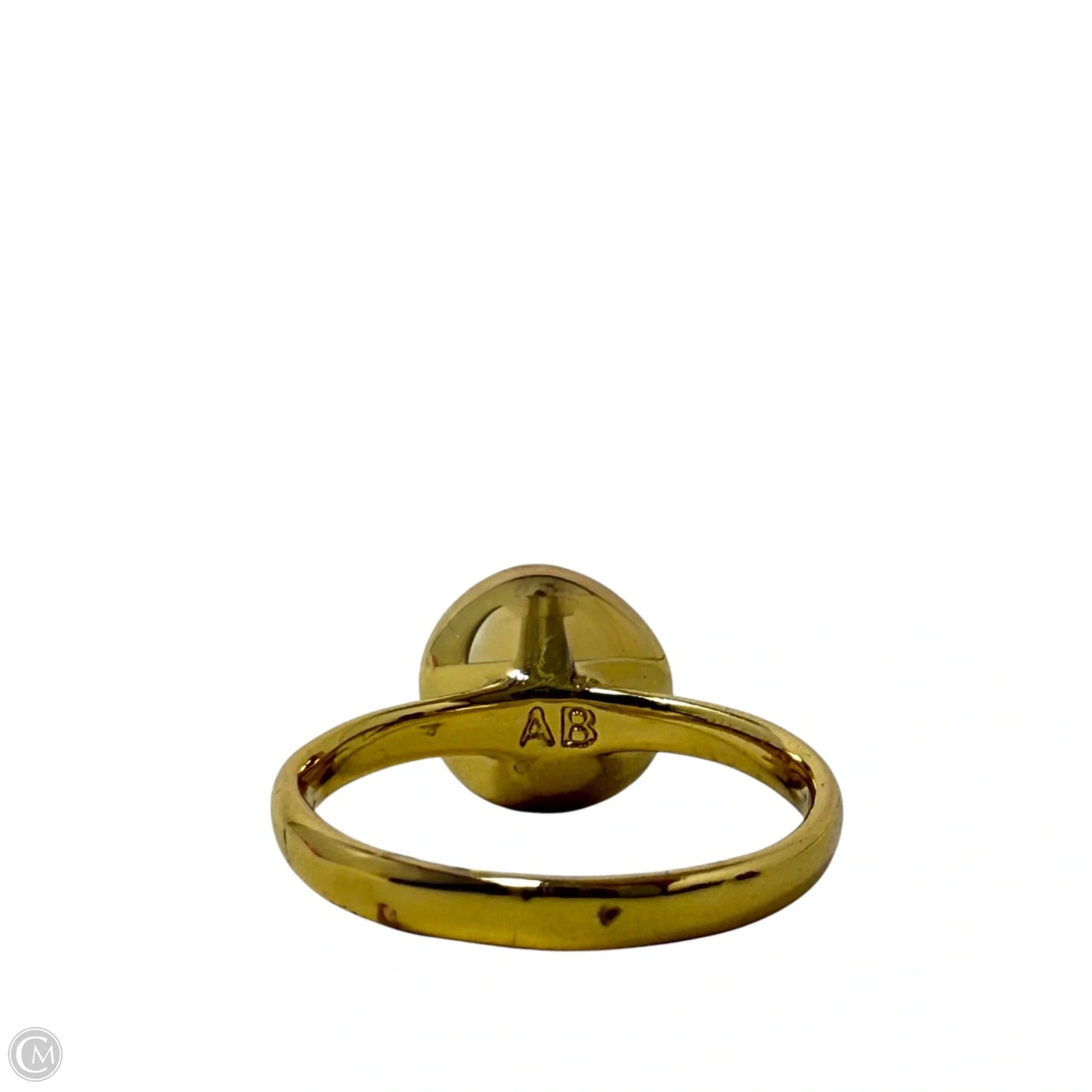 Lucite Mini Sphere Ring (Light Blue/Gold) By Alexis Bittar, Size: 5.5