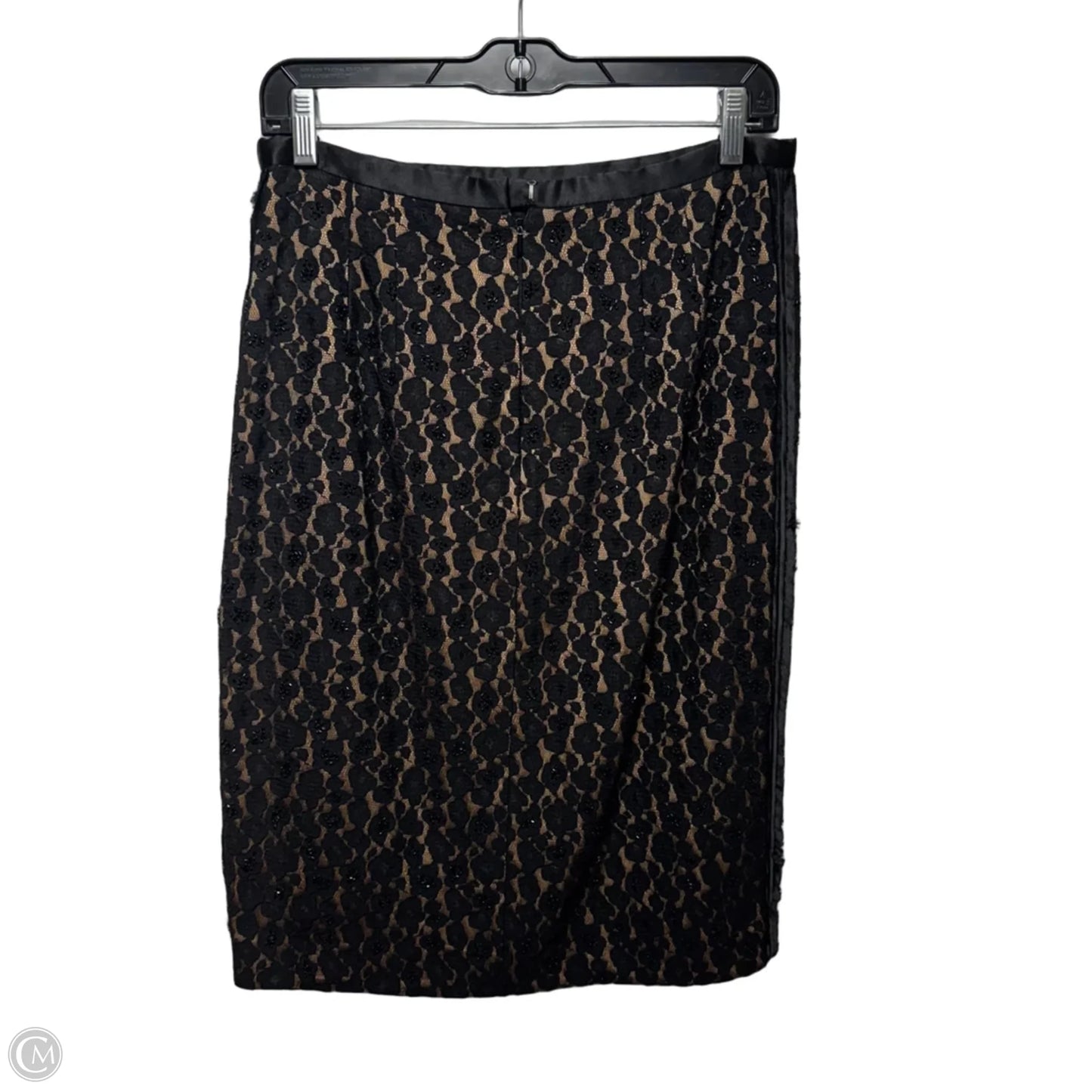 Beaded Lace Skirt Midi By Carmen Marc Valvo In Black, Size: 6