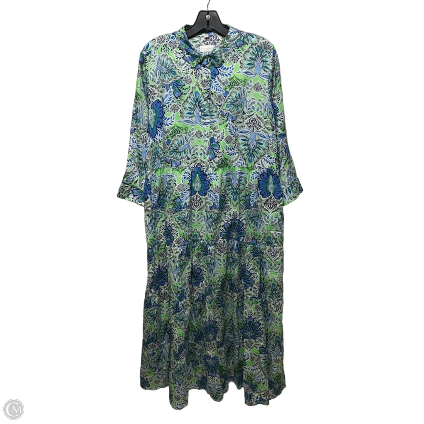Printed Maxi Shirt Dress By Milano In Paisley Print, Size: 6