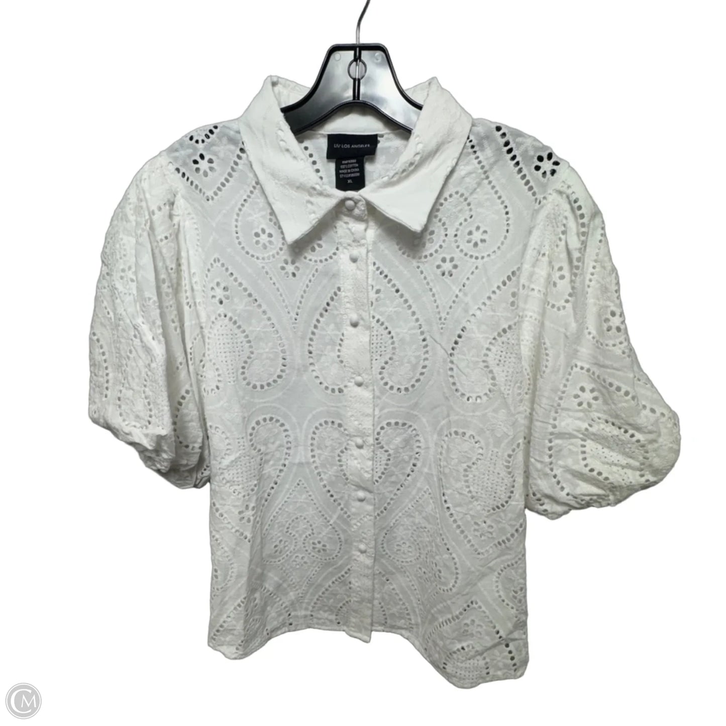 Top Short Sleeve By Liv Los Angeles In White, Size: Xl