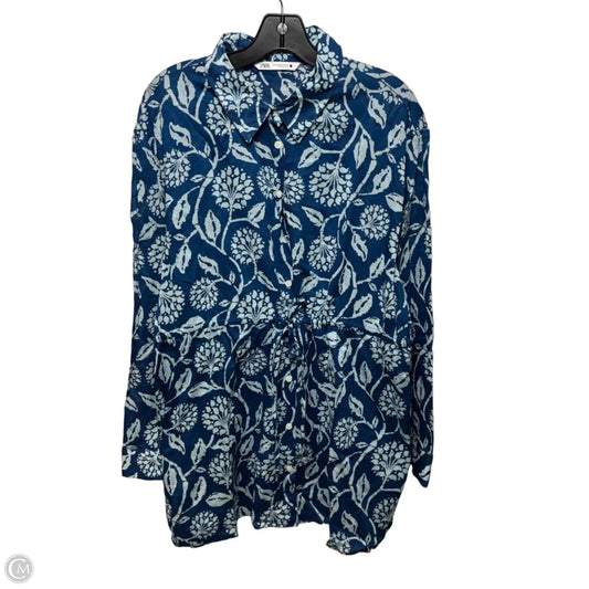Tunic Long Sleeve By Zara In Blue, Size: Xl