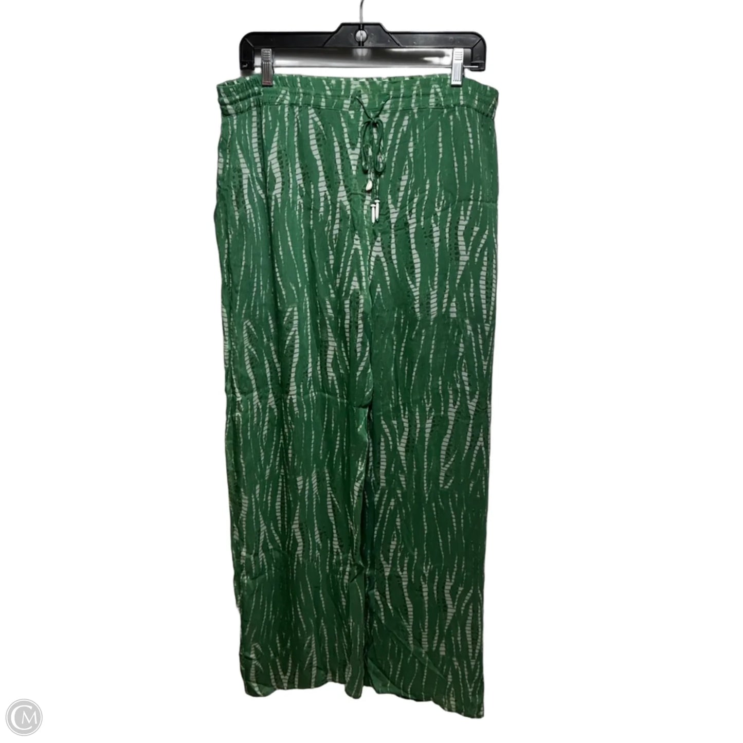 Printed Drawstring Coverup Pants By Zara In Green, Size: L