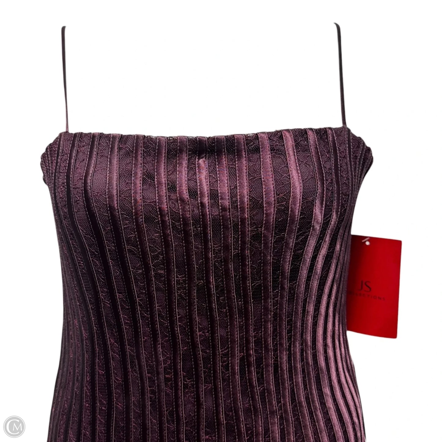 Pleated Lace Cami Dress Casual Midi By Js Collections In Maroon, Size: 12