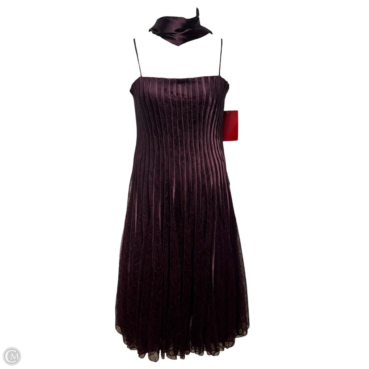 Pleated Lace Cami Dress Casual Midi By Js Collections In Maroon, Size: 12