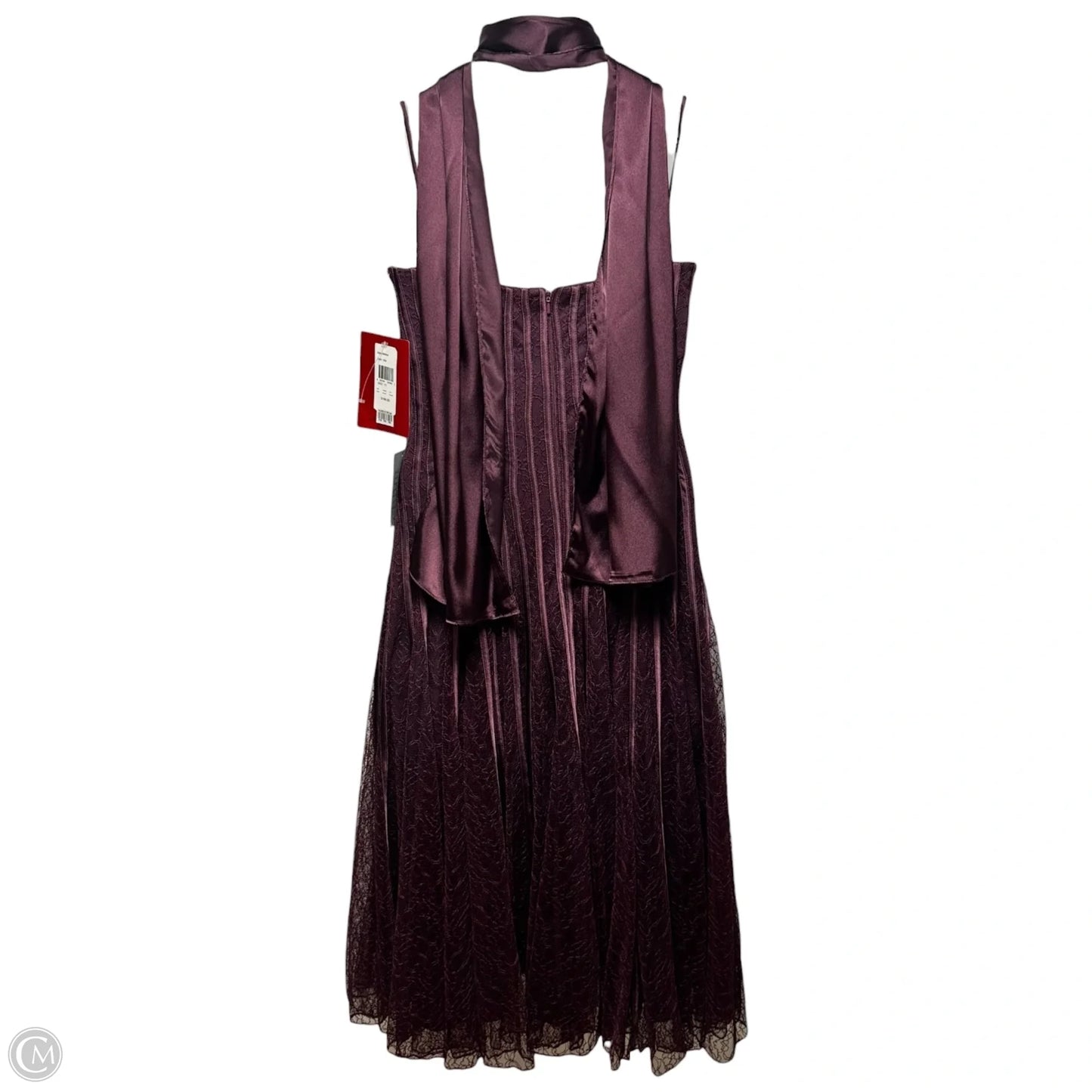 Pleated Lace Cami Dress Casual Midi By Js Collections In Maroon, Size: 12