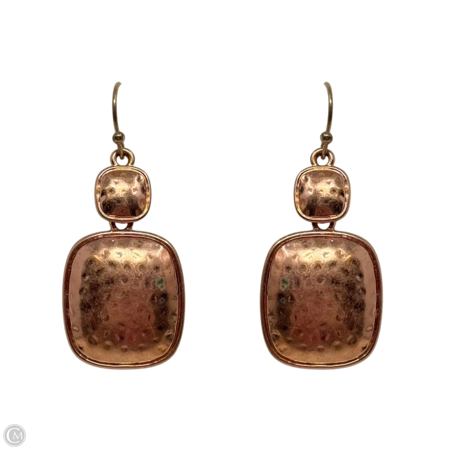 Hammered Copper Tone Dangle Earrings