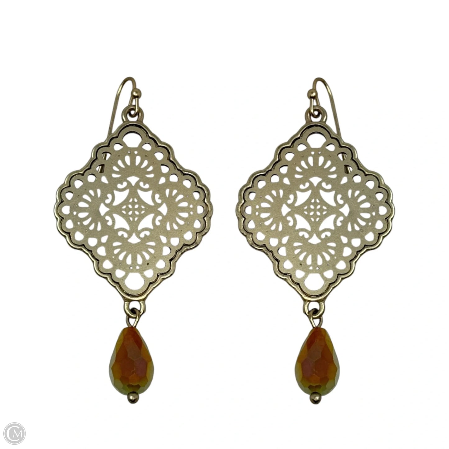 Filigree & Crystal Dangle Earrings