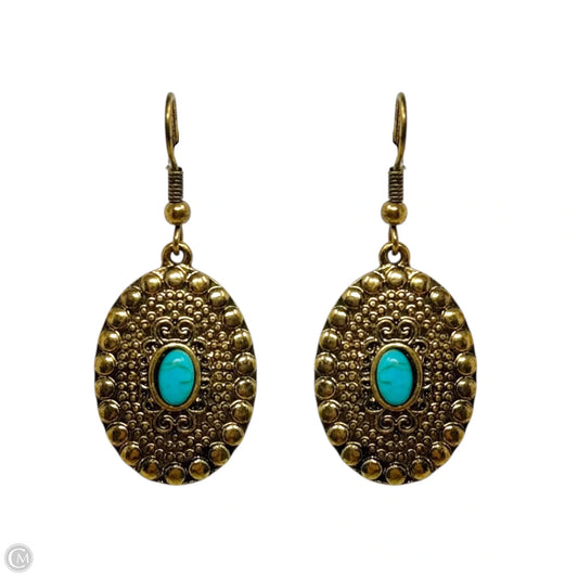Gold Tone & Faux Turquoise Dangle Earrings
