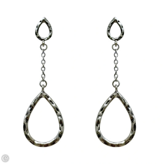 Hammeted Silver Tone Teardrop Dangle Earrings
