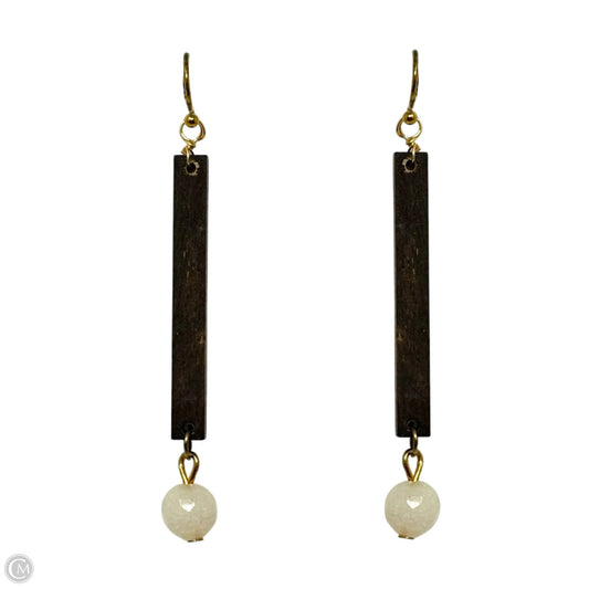 Wood & Faceted Bead Dangle Earrings