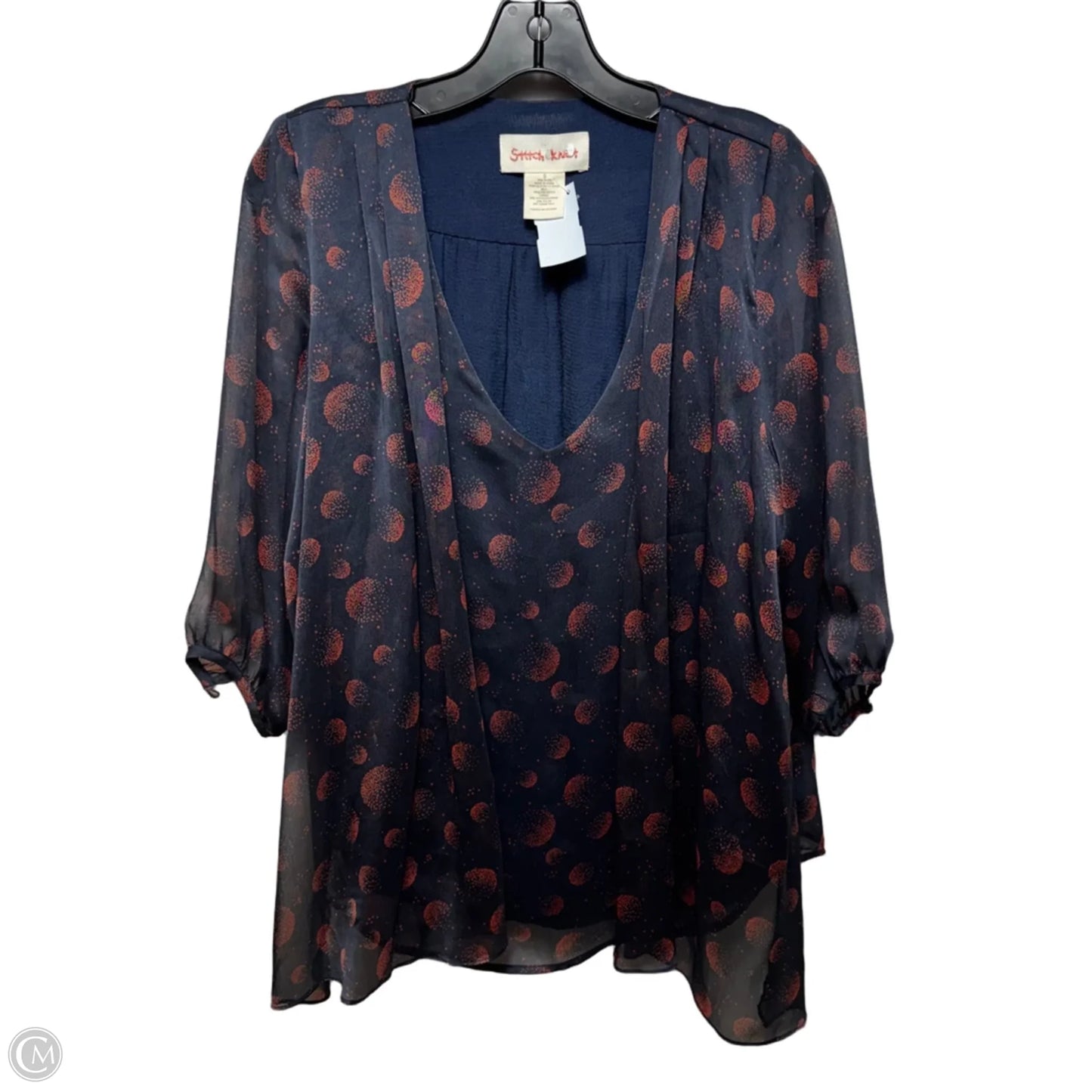 Top Long Sleeve By  Stitch & Knot In Blue & Red, Size: S