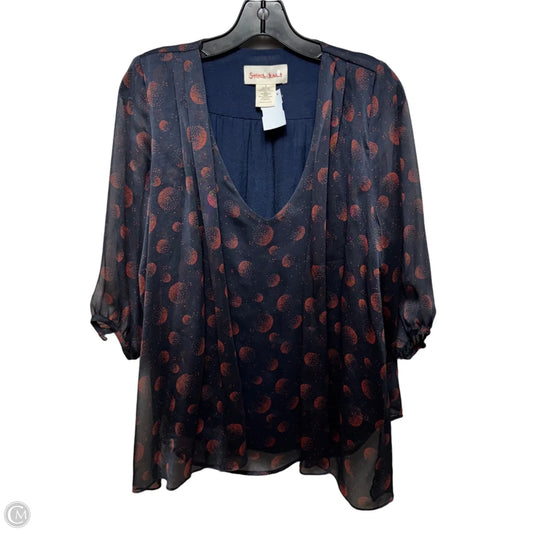 Top Long Sleeve By  Stitch & Knot In Blue & Red, Size: S