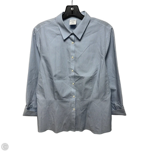 Fitted Top 3/4 Sleeve By Brooks Brothers In Checkered Pattern, Size: 12
