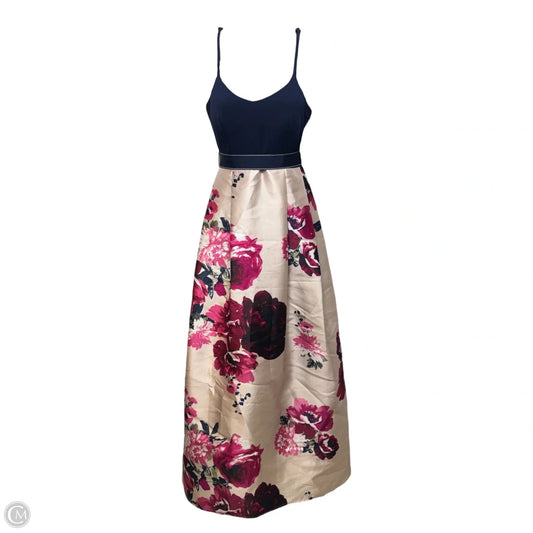 Juniors Bow Belt Fit Flare Gown By Nights By Teeze Me In Floral Print, Size: 2
