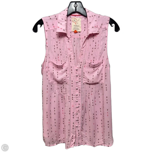 Ants Pin Tuck Top Sleeveless By Anthropologie In Pink, Size: S