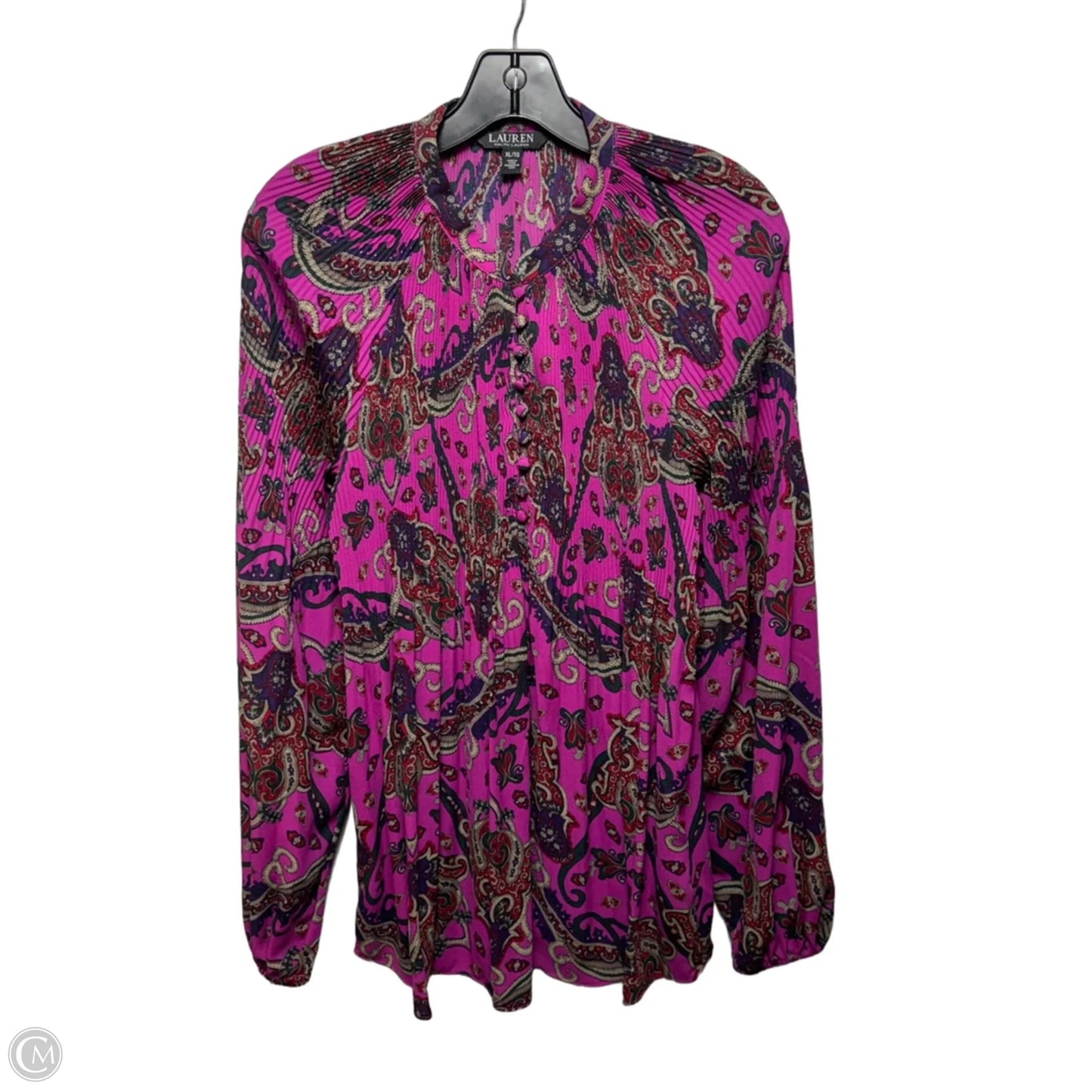 Blouse Long Sleeve By Lauren By Ralph Lauren In Paisley Print, Size: Xl