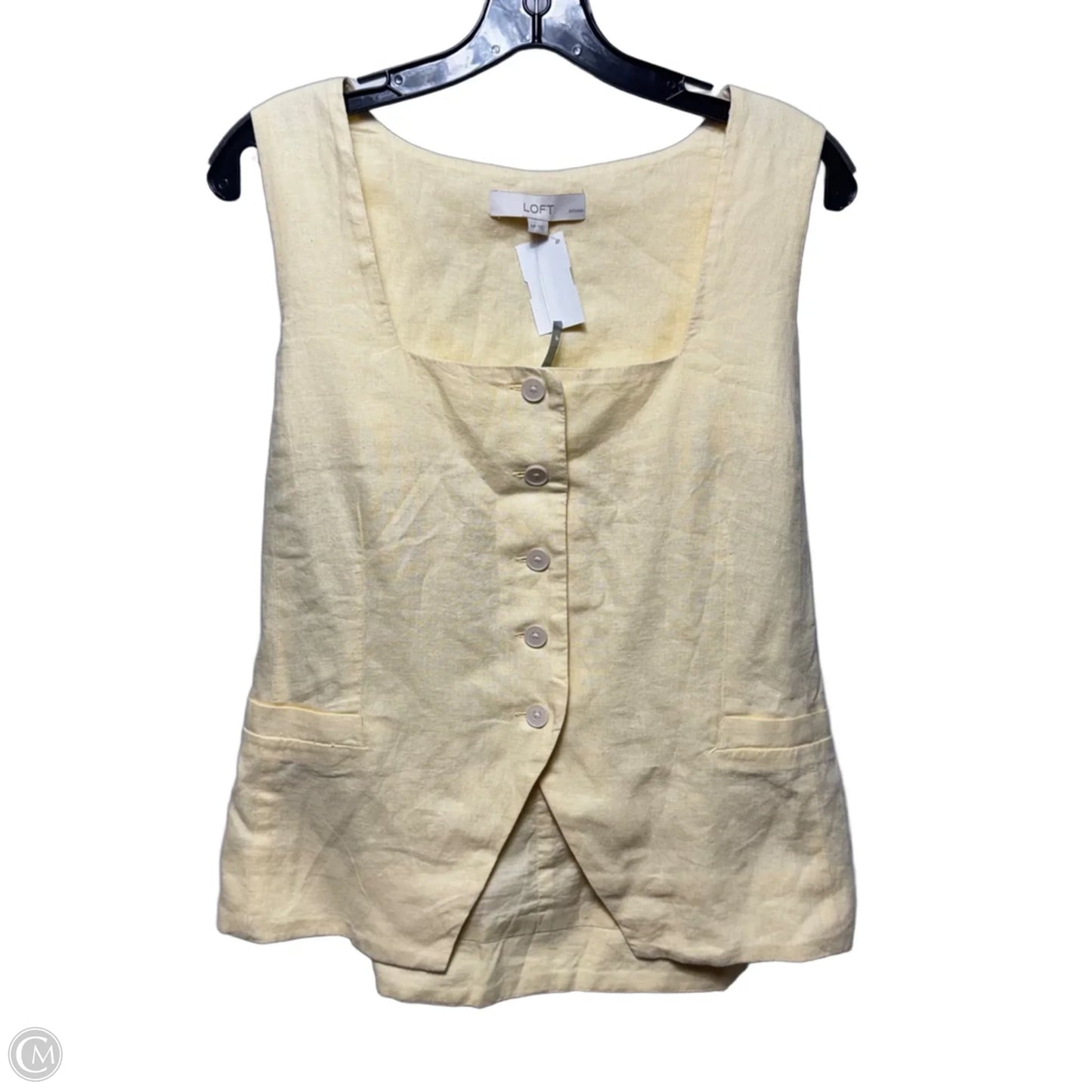 Linen Blend Vest Top By Loft In Yellow, Size: Mp