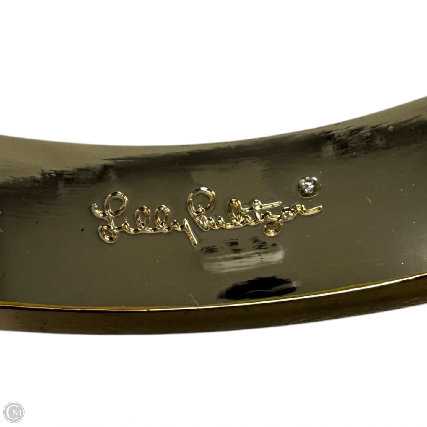 Floral & Gold Tone Hinged Cuff Bracelet Designer By Lilly Pulitzer