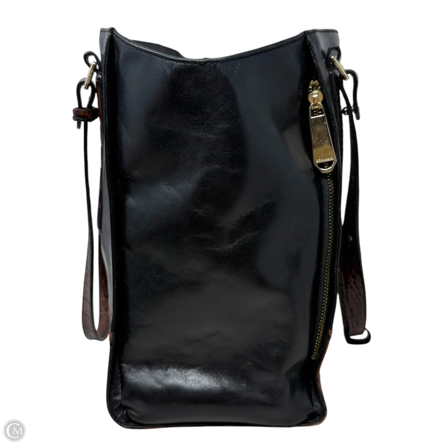 Asher Zip-Top Tote In Tri Texture Leather Designer By Brahmin, Size: Large