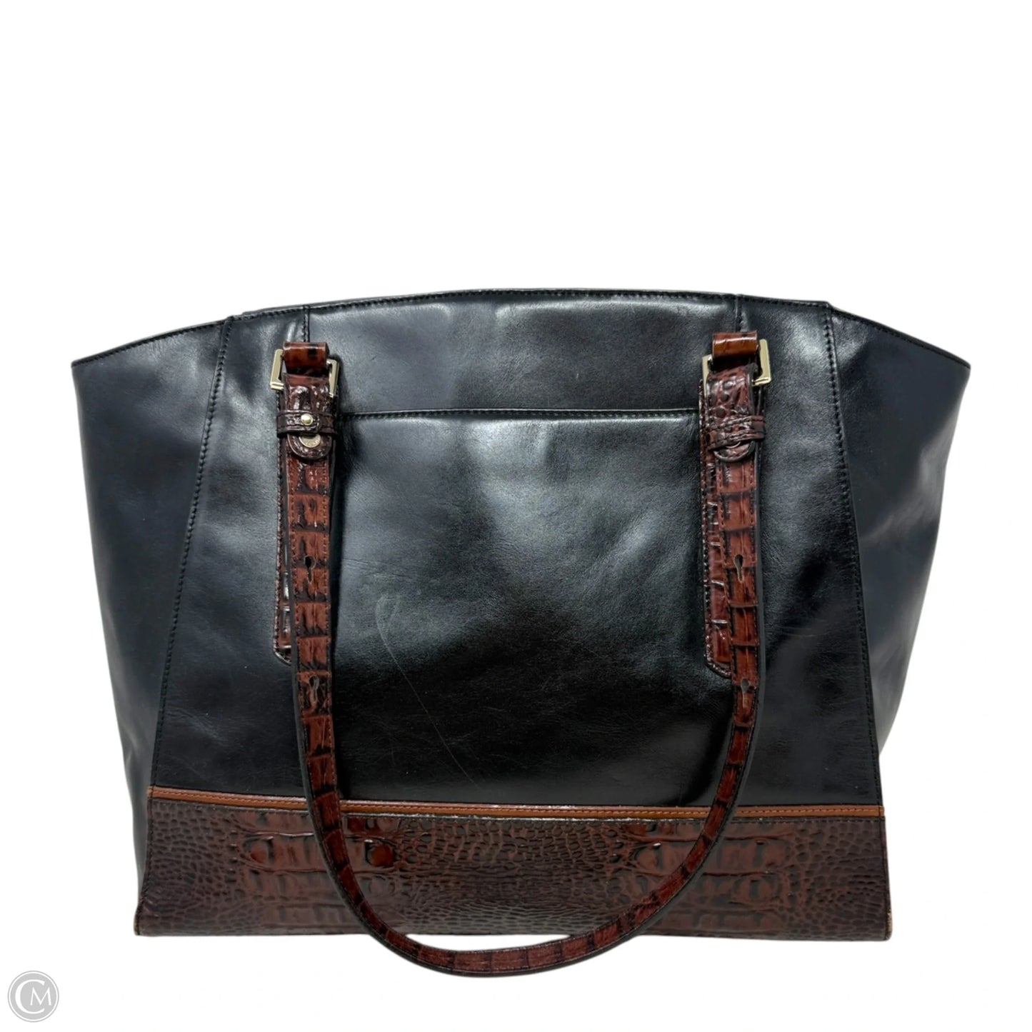 Asher Zip-Top Tote In Tri Texture Leather Designer By Brahmin, Size: Large