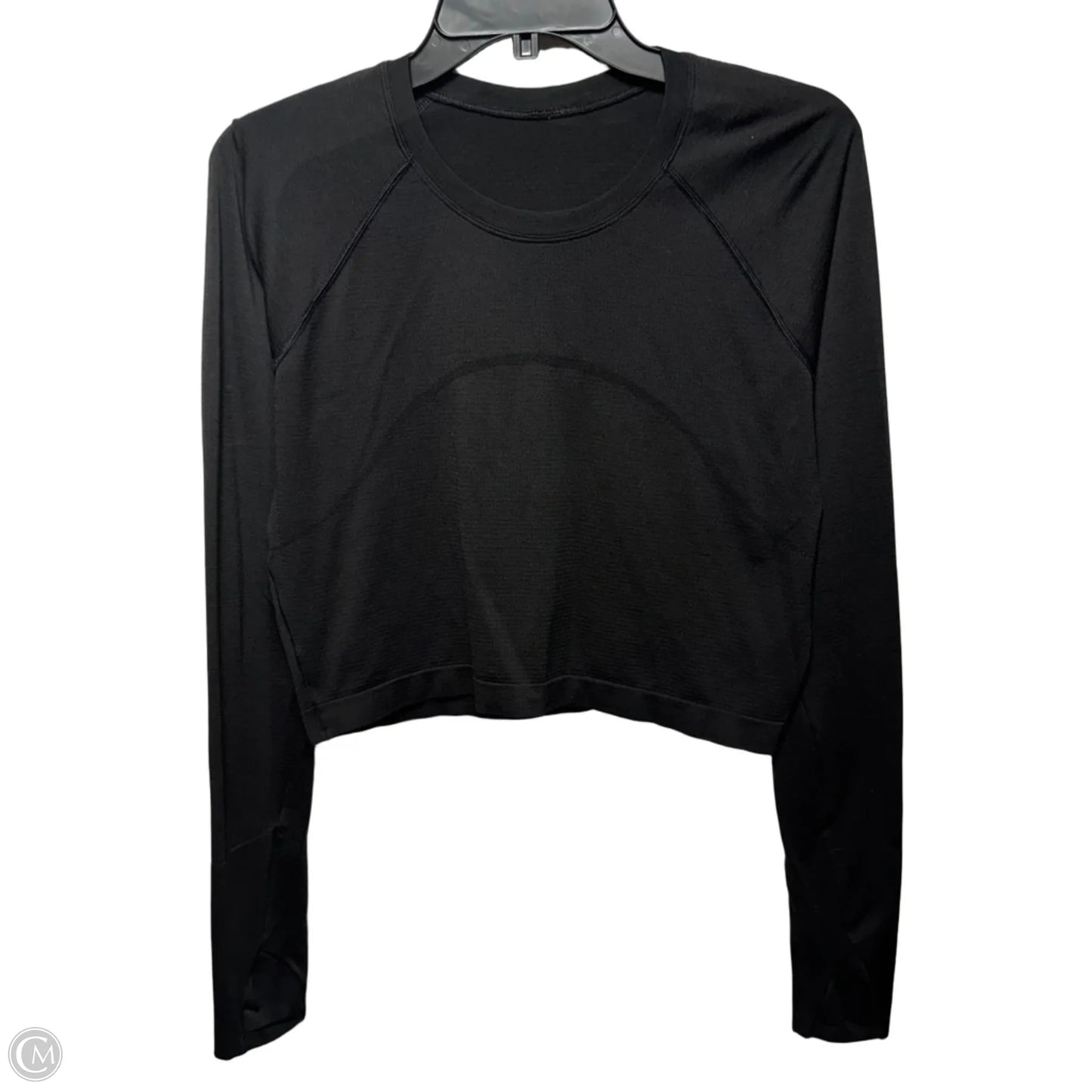 Cropped Athletic Top Long Sleeve Crewneck By Lululemon In Black, Size: 12