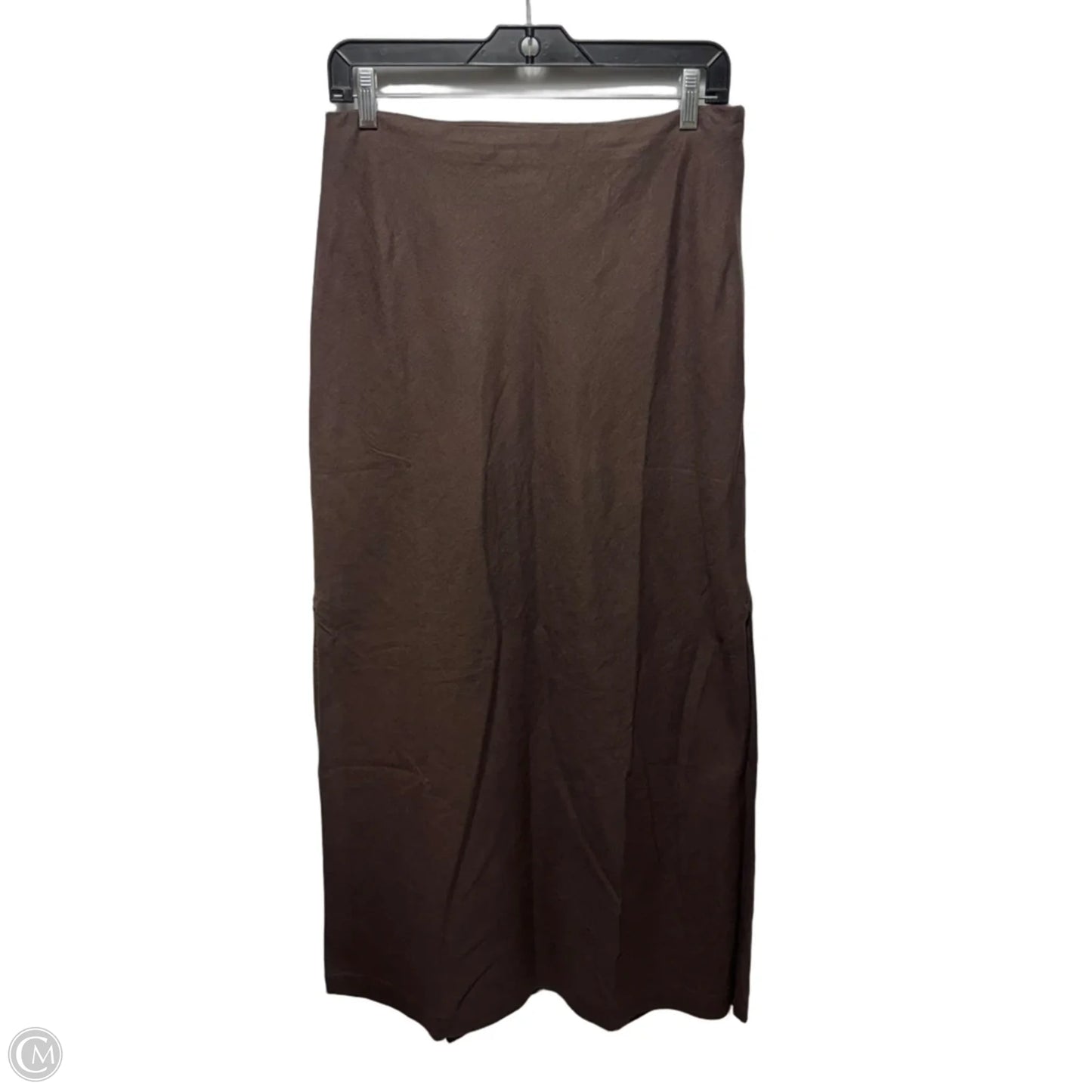 Linen Blend Skirt Maxi By Open Edit In Brown, Size: S