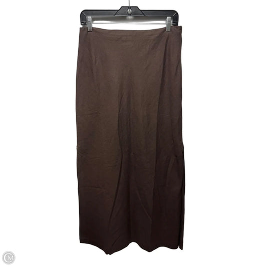 Linen Blend Skirt Maxi By Open Edit In Brown, Size: S