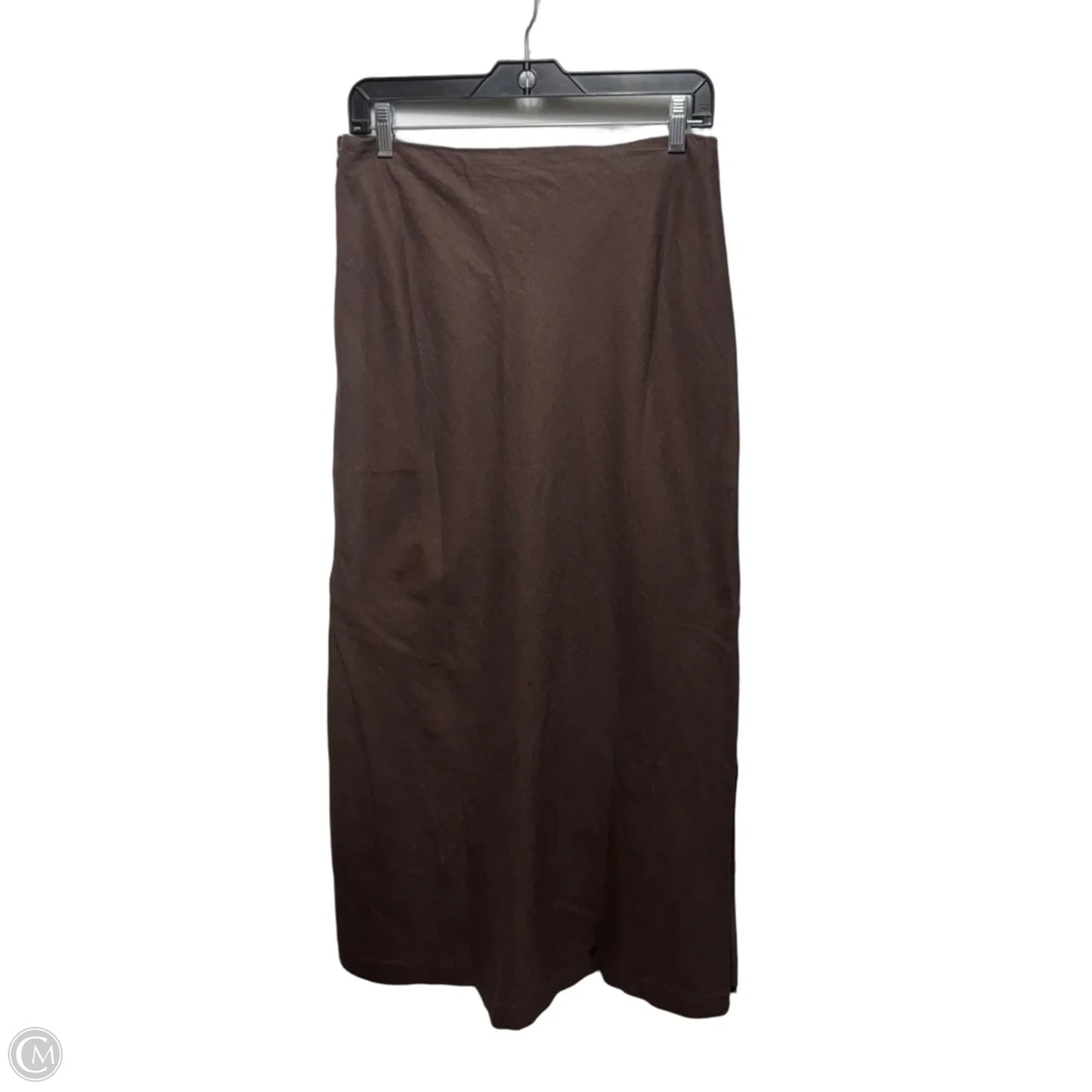Linen Blend Skirt Maxi By Open Edit In Brown, Size: S