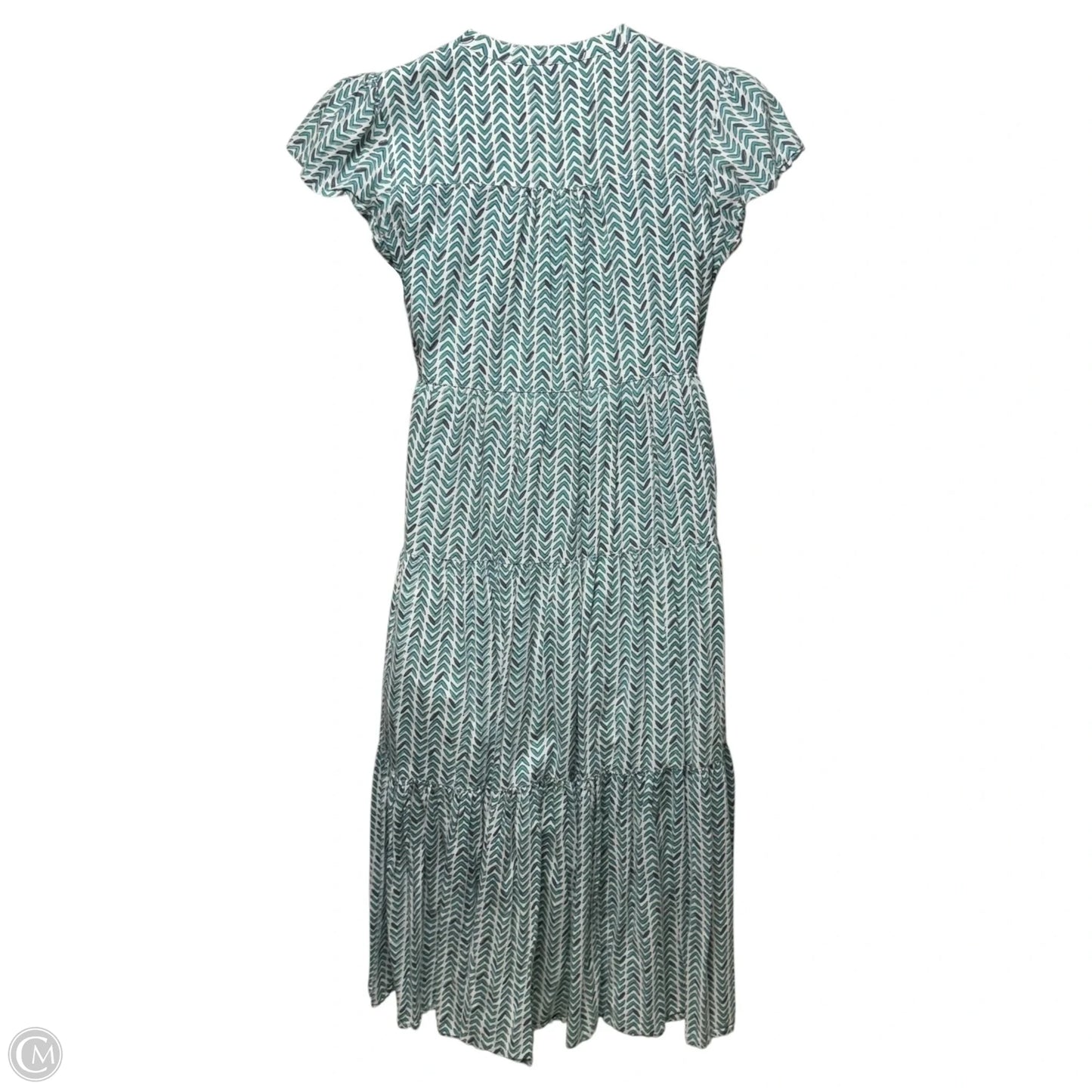 Folly Midi Dress By Madison Matthews In Green & White, Size: M