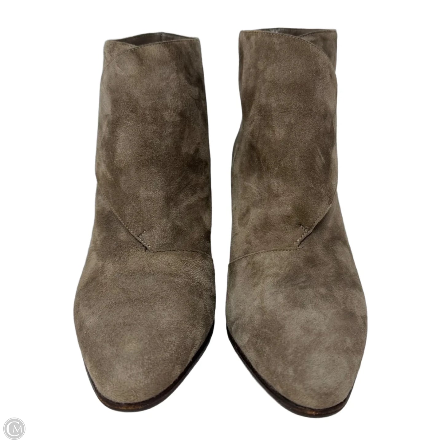 Diaz Suede Ankle Boots Luxury Designer By Manolo Blahnik In Taupe, Size: 7 (37)