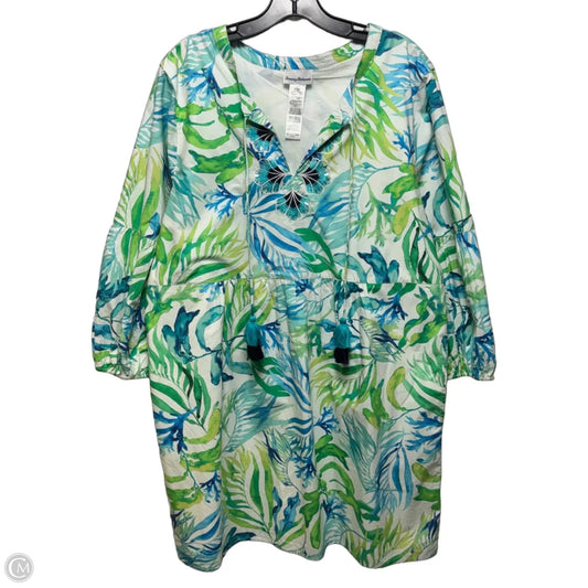 Embroidered Collar Dress Casual Short By Tommy Bahama In Blue & Green, Size: Xl