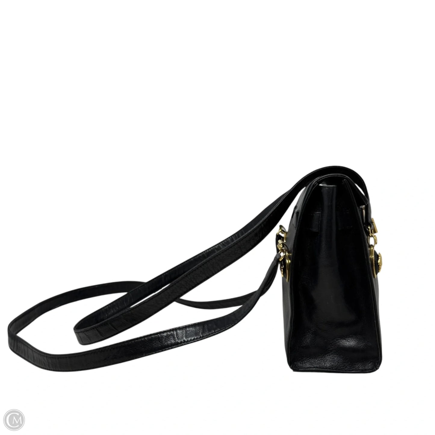 Vintage 90’s Medusa Medallion Leather Flap Shoulder Bag Luxury Designer By Gianni Versace, Size: Medium