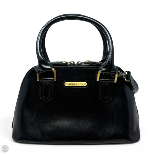 Vintage Saffiano Leather Dome Satchel Luxury Designer By Burberry, Size: Small