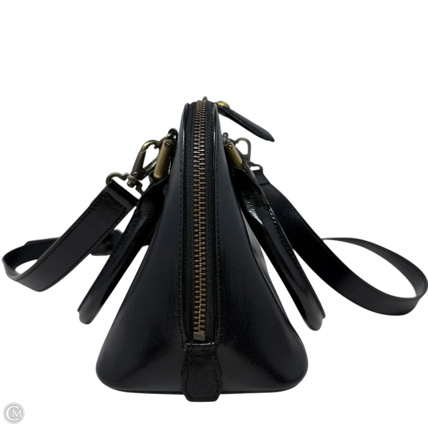 Vintage Saffiano Leather Dome Satchel Luxury Designer By Burberry, Size: Small