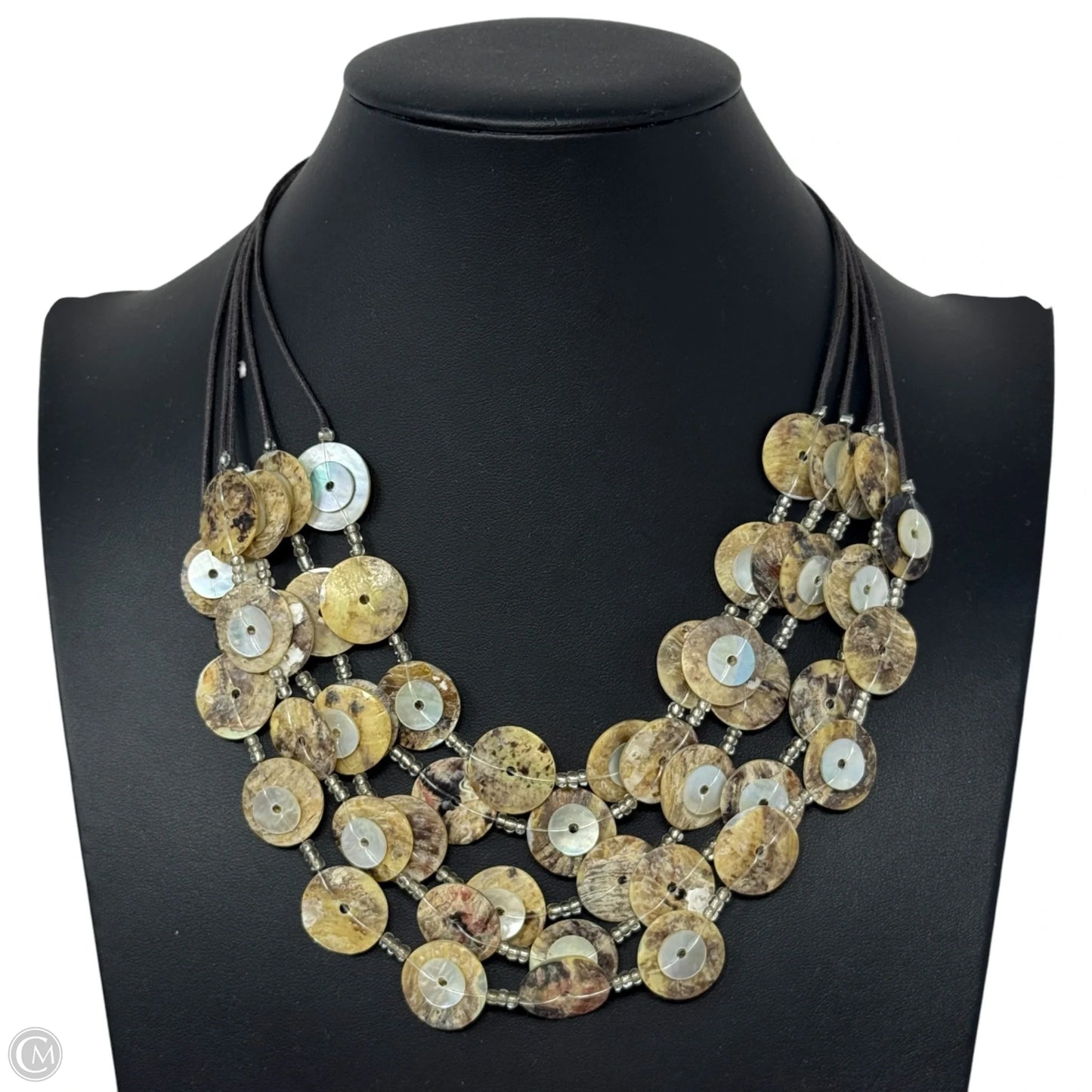 Layered Shell Button Statement Necklace