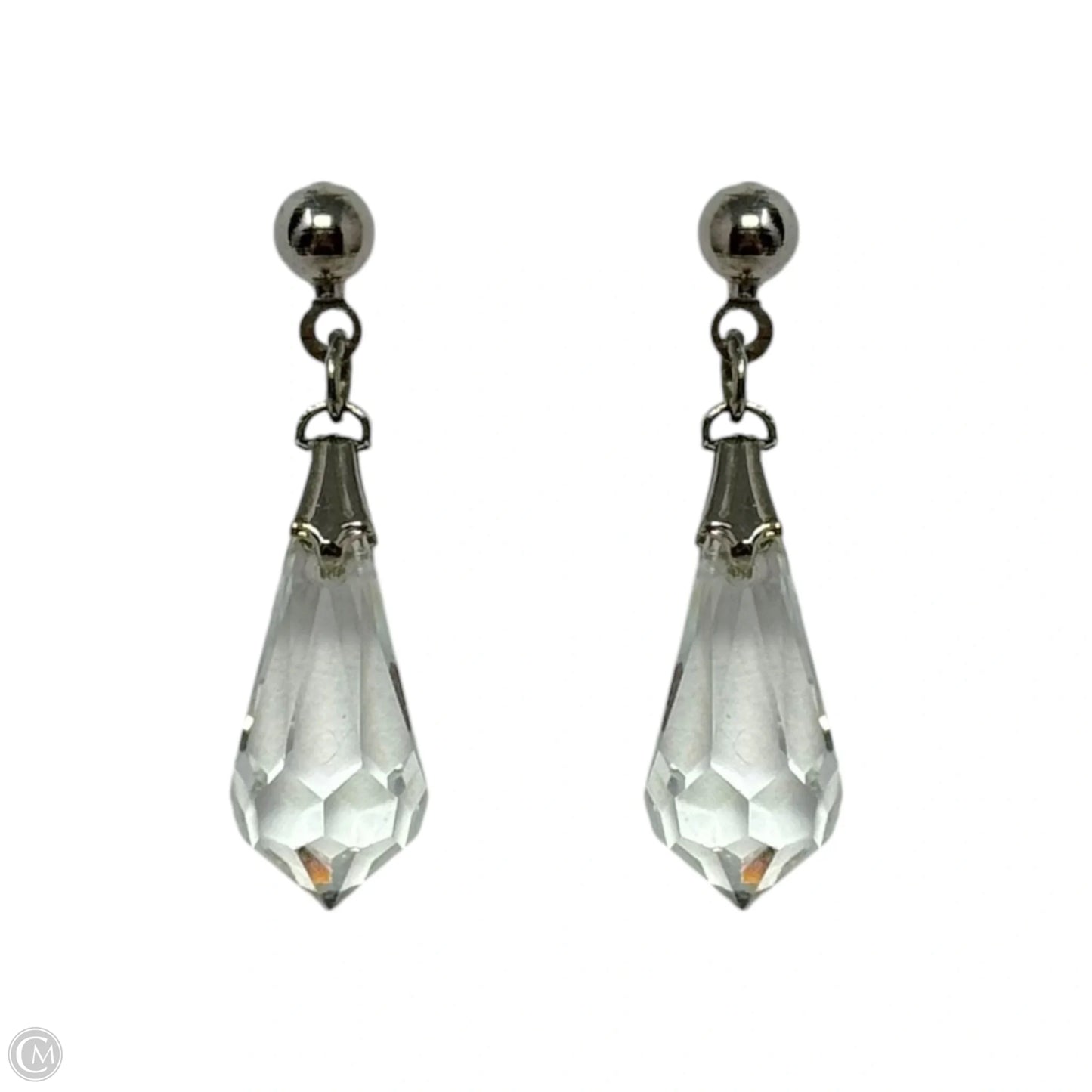 Small Clear Faceted Bead Dangle Earrings