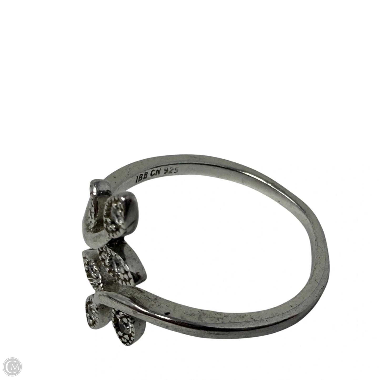 Sterling Silver & CZ Leaf Bypass Ring By IBB, Size: 8