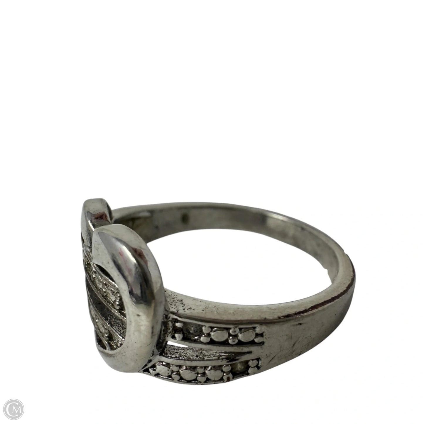 Vintage Sterling Silver & Cubic Zirconia Heart Statement Ring, Size: 9