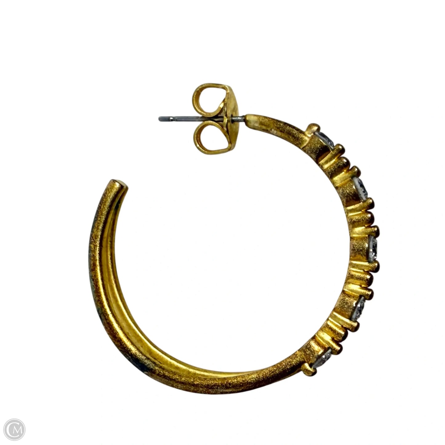 Clear Crystal & Matte Gold Oval Double Hoop Earrings By Deborah Grivas