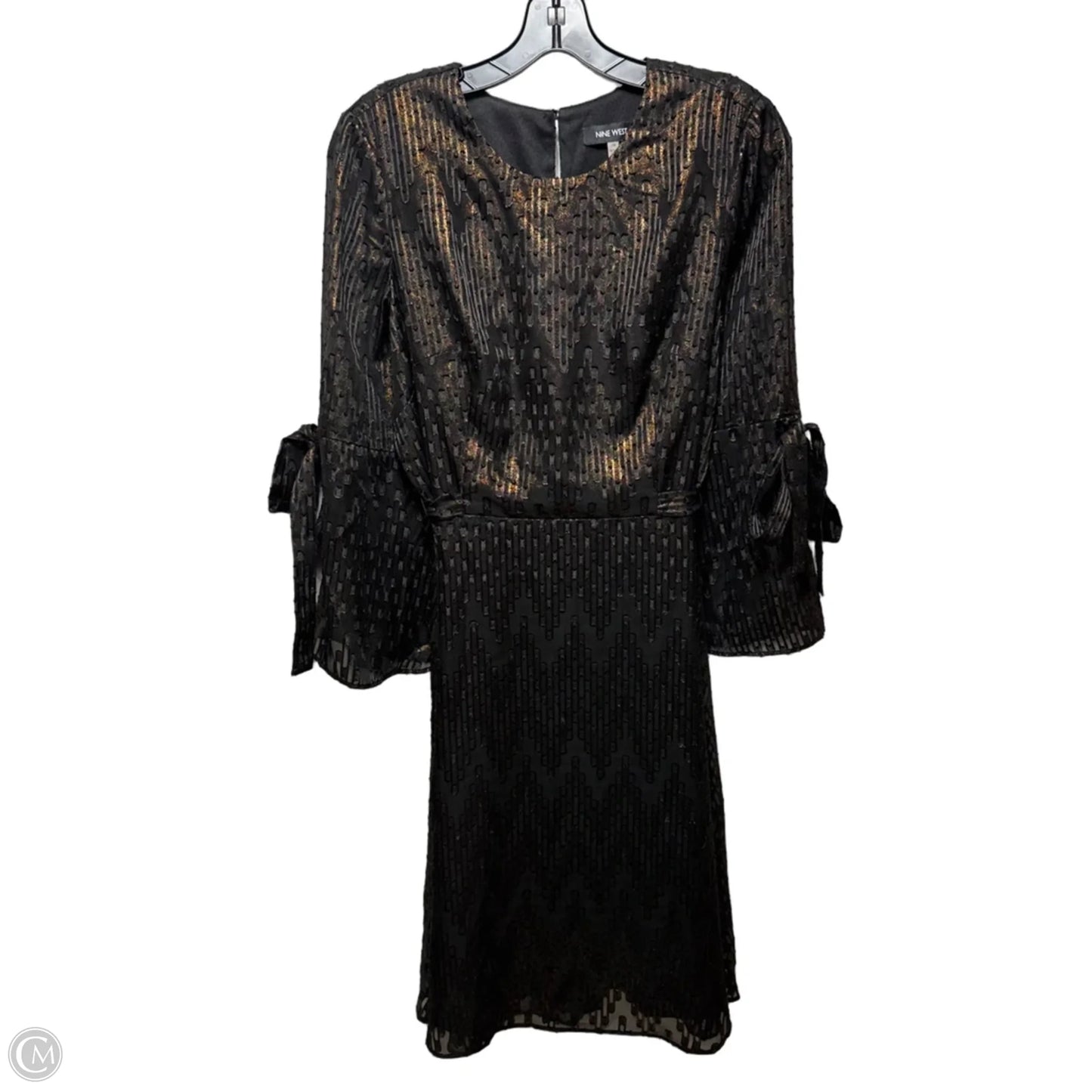 Metallic Dress Party Midi By Nine West Apparel In Black, Size: 10