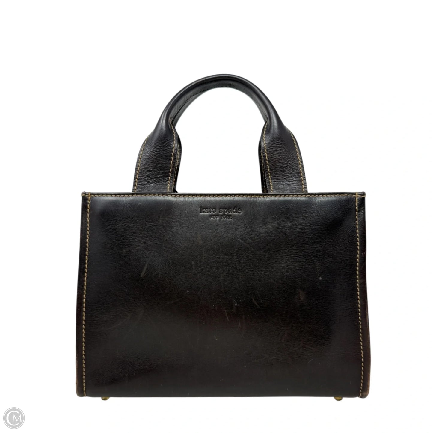 Y2K Sam Leather Box Tote Designer By Kate Spade, Size: Small