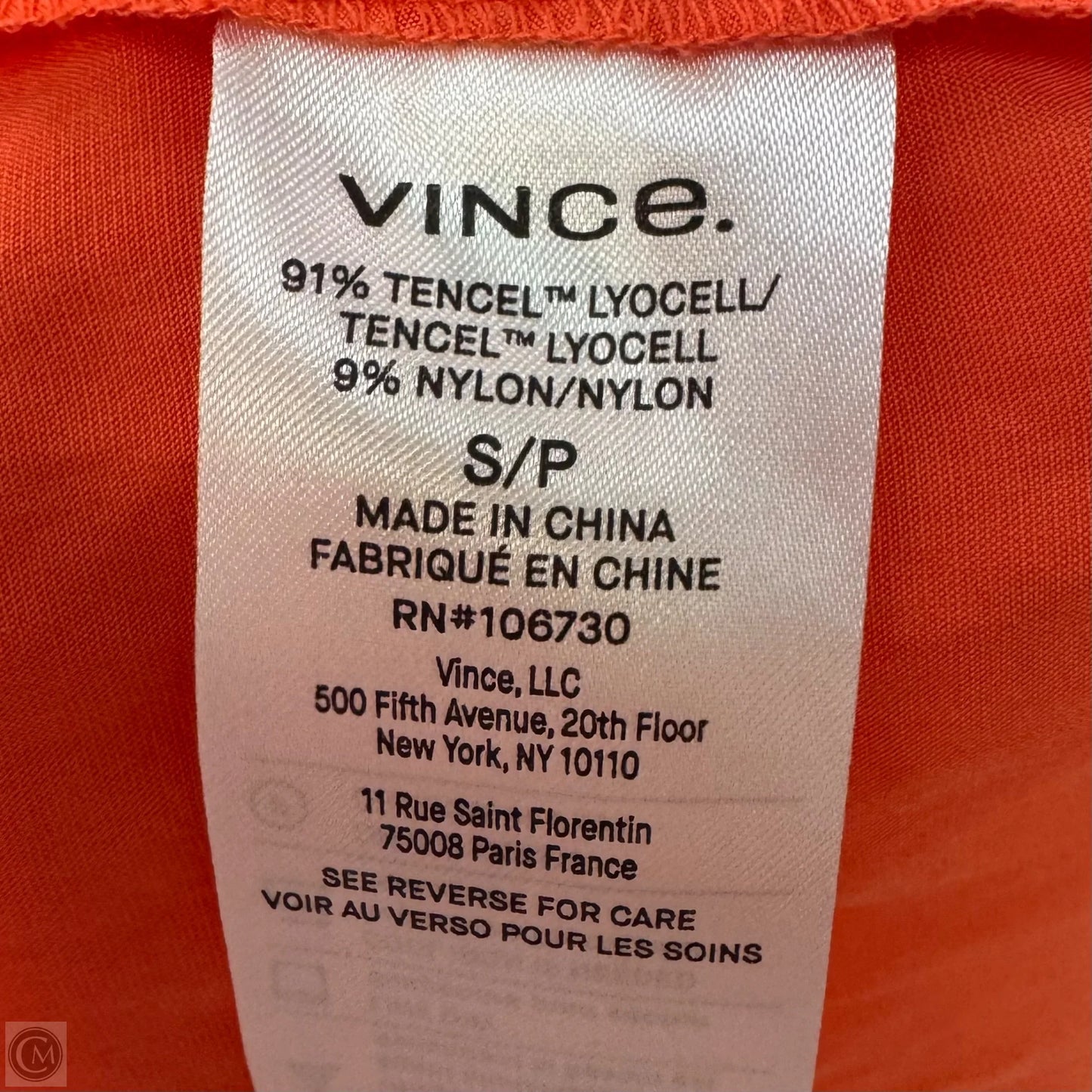 Cuffed Short Sleeve Maxi Dress By Vince In Orange, Size: S