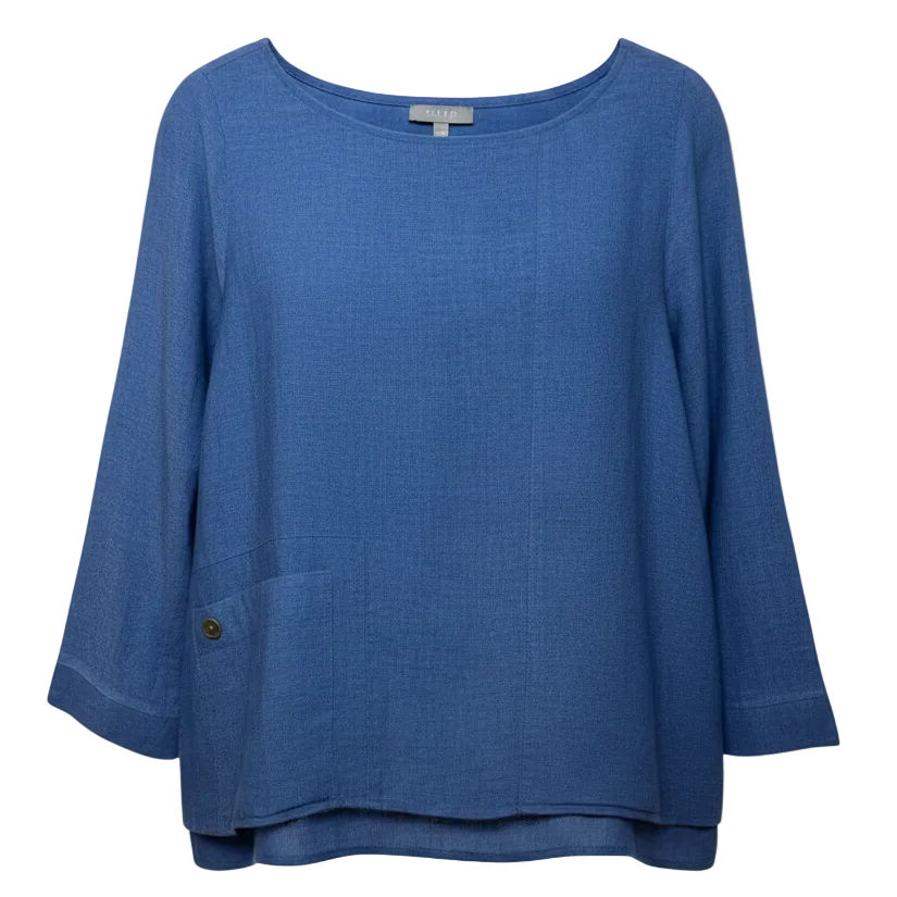 Linen-Cotton Blend Top Long Sleeve By Habitat In Blue, Size: XL