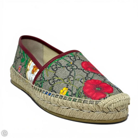 GG Supreme Monogram Flora Espadrilles In Coated Canvas Luxury Designer By Gucci In Floral Print, Size: 6 (36)